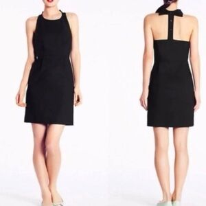 KATE SPADE Billie Bow Back Black Mini Dress Size 0 XS Cocktail Party Holiday